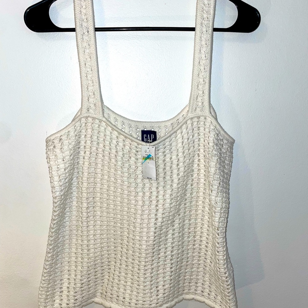 Size L gap white top crochet top new with tags retails $60